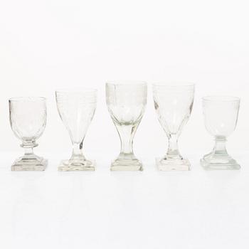A set of thirty late Gustavian glasses, including from Casimirsborgs glassworks, late 18th/early19th century.