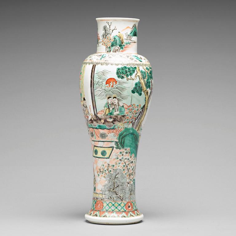 A famille verte baluster vase, Qing dynasty, 19th Century.