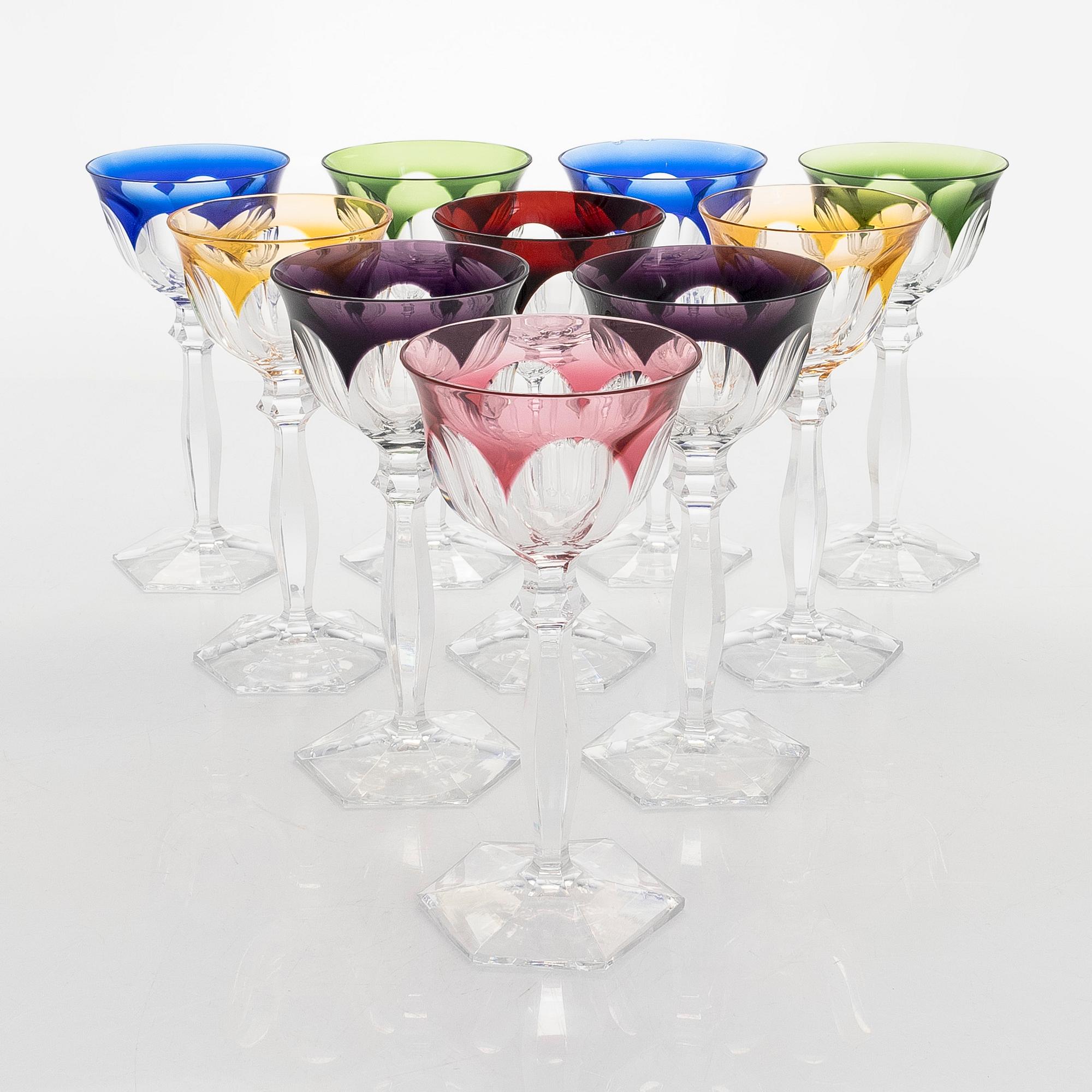 A set of ten crystal wine glasses, mid 20th century.