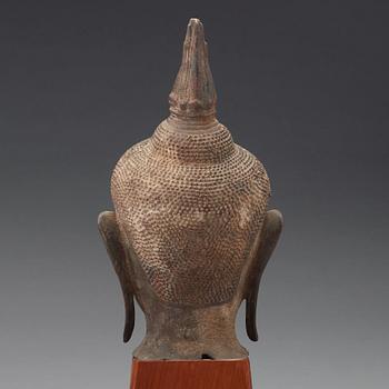 A large sculpture head of Buddha probably U-Tong, 15th Century.