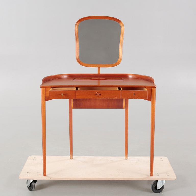 a table with mirror "Birgitta" veneered with teak designed by Carl Malmsten for Bodafors Möbelfabrik,