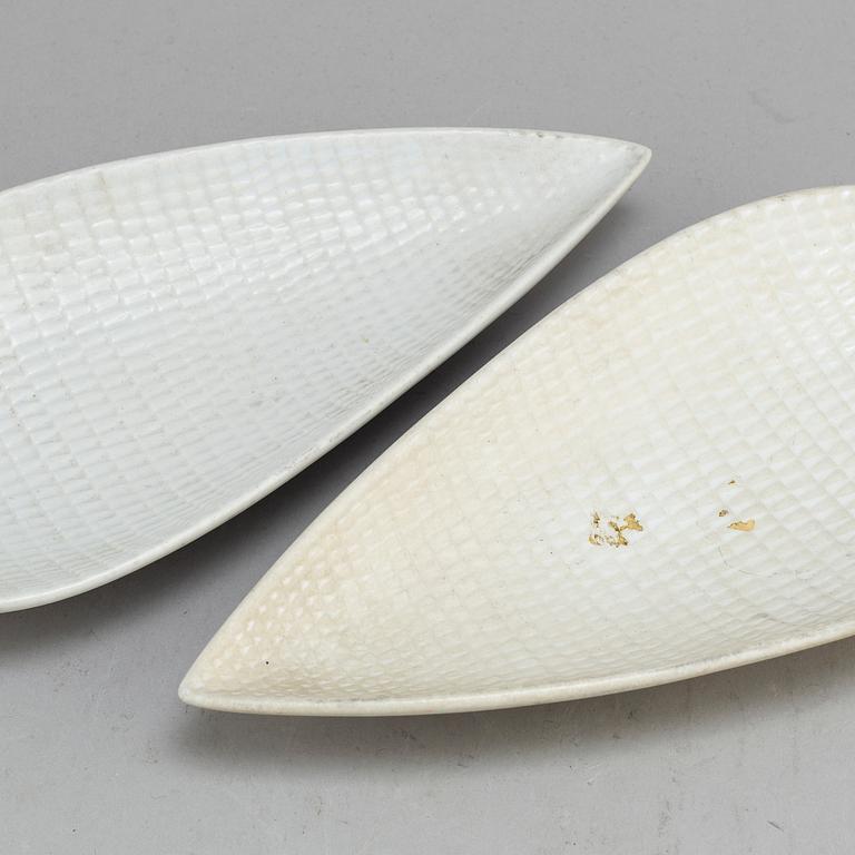 Two plus two stoneware bowls, 'Veckla' and 'Reptil", by Stig Lindberg, Gustavsberg, second half of the 20th century.