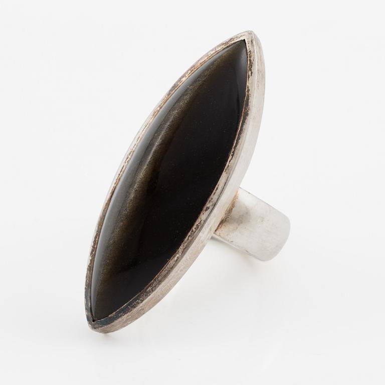 Ring, silver with cat's eye, Switzerland.