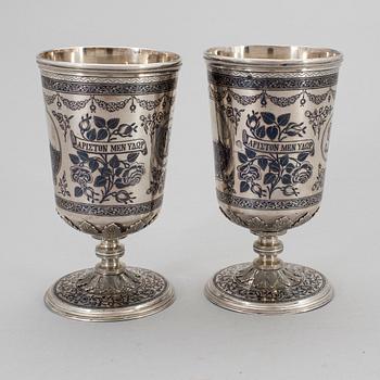 TWO GREEK SILVER GOBLETS,  with Swedish import marks.