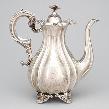 KAFFEKANNA, silver, Christian Hammer, Stockholm, 1859, Tot vikt 633 gram.