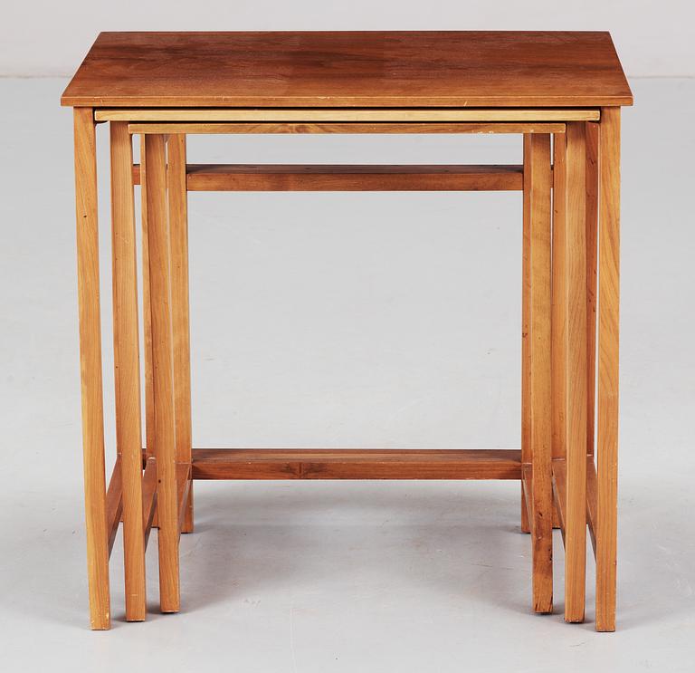 A set of three Josef Frank mahogany occasional tables by Josef Frank Svenskt Tenn, model 618.