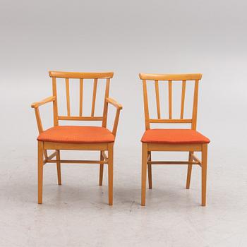 Carl Malmsten, six "Själevad" chairs, Sweden, second half of the 20th century.