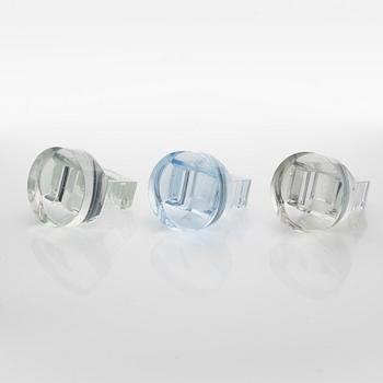Siv Lagerström, three acrylic plastic rings, 1970s.