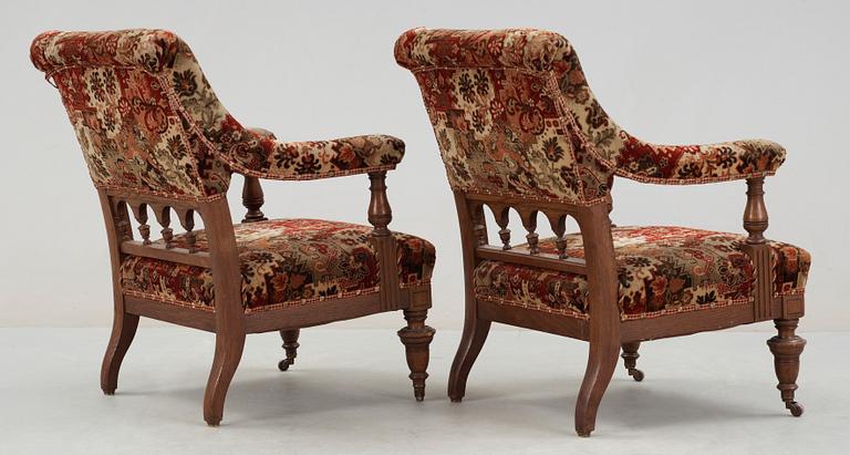 FÅTÖLJER, ett par, nyrenässans, 1800-talets slut.