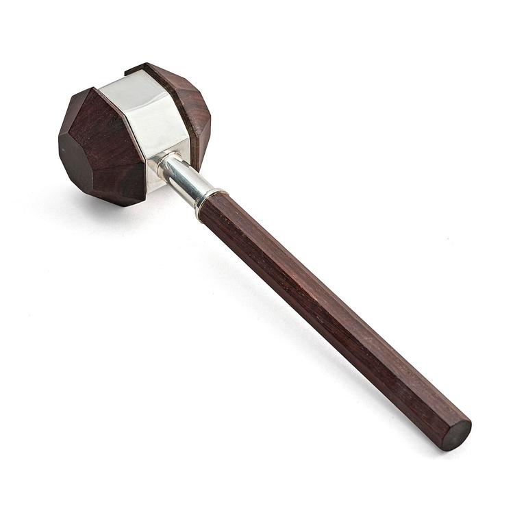 Firma Kultakeskus Oy, a silver and wood ceremonial mallet, Hämeenlinna, Finland 1978.