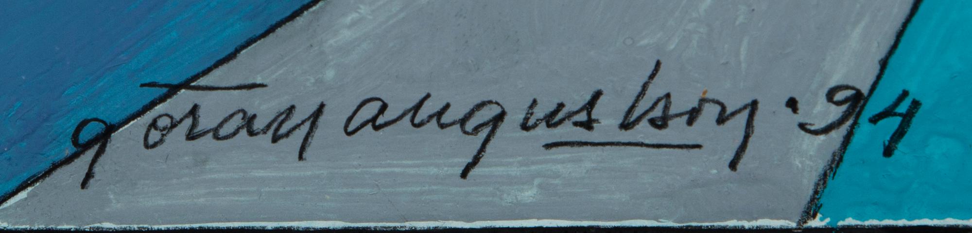 GÖRAN AUGUSTSON, sekatekniikka kovalevylle, signeerattu ja päivätty -94.