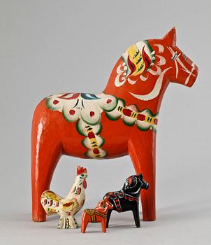 PARTI DALAHÄSTAR, 11 st, trä, 1900-tal.