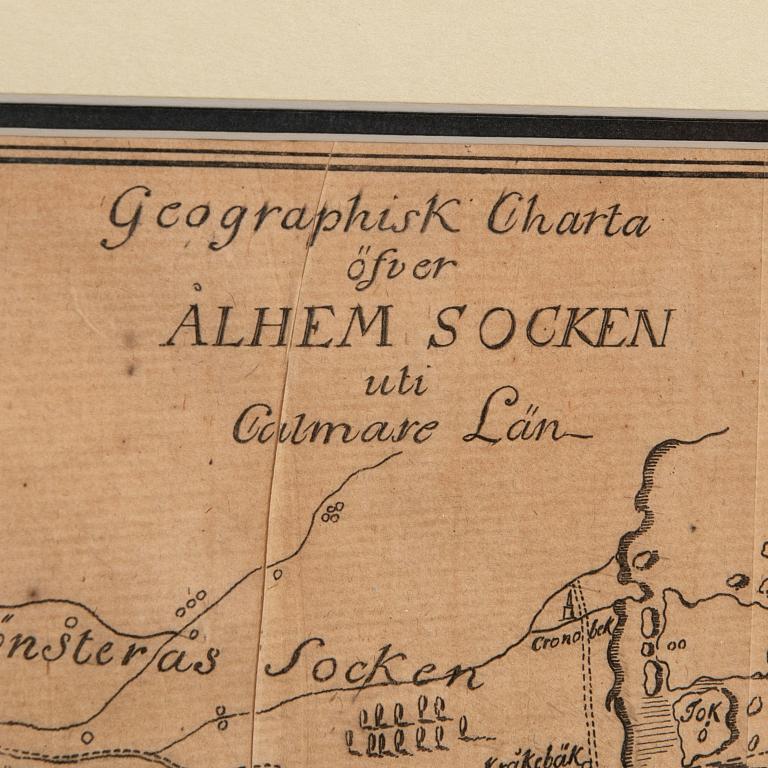 Map, "Geographical chart of Ålhem parish in Calmar County", 18th century.