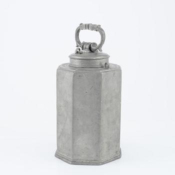 A pewter flask, mark of Magnus Söderberg, (master in Stockholm 1716-1746, the widow maintained the workshop until 1767).