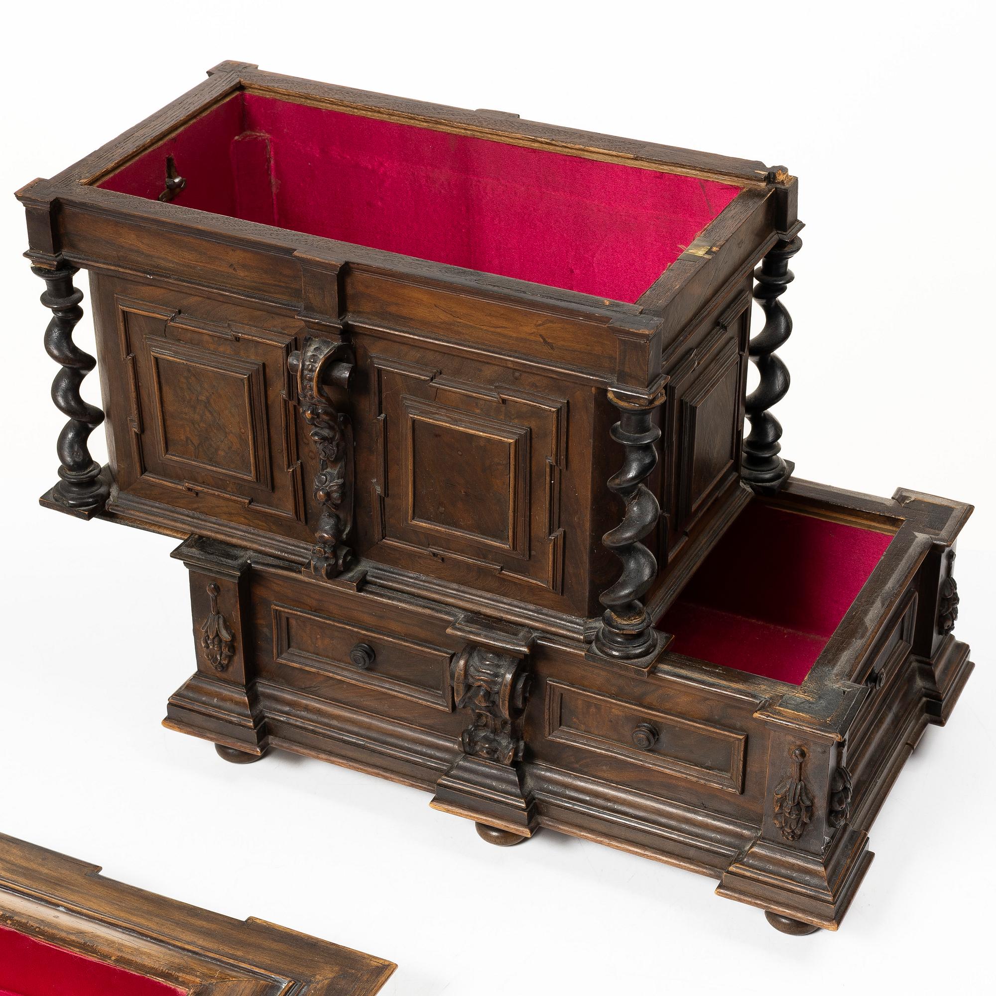 A Baroque style miniature cabinet, 19th century.