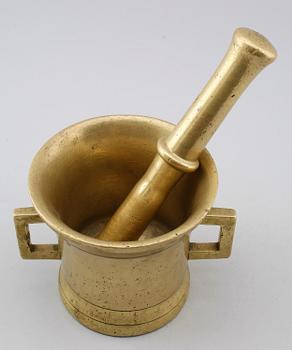 MORTEL MED STÖT, mässing, 1700-/1800-tal.