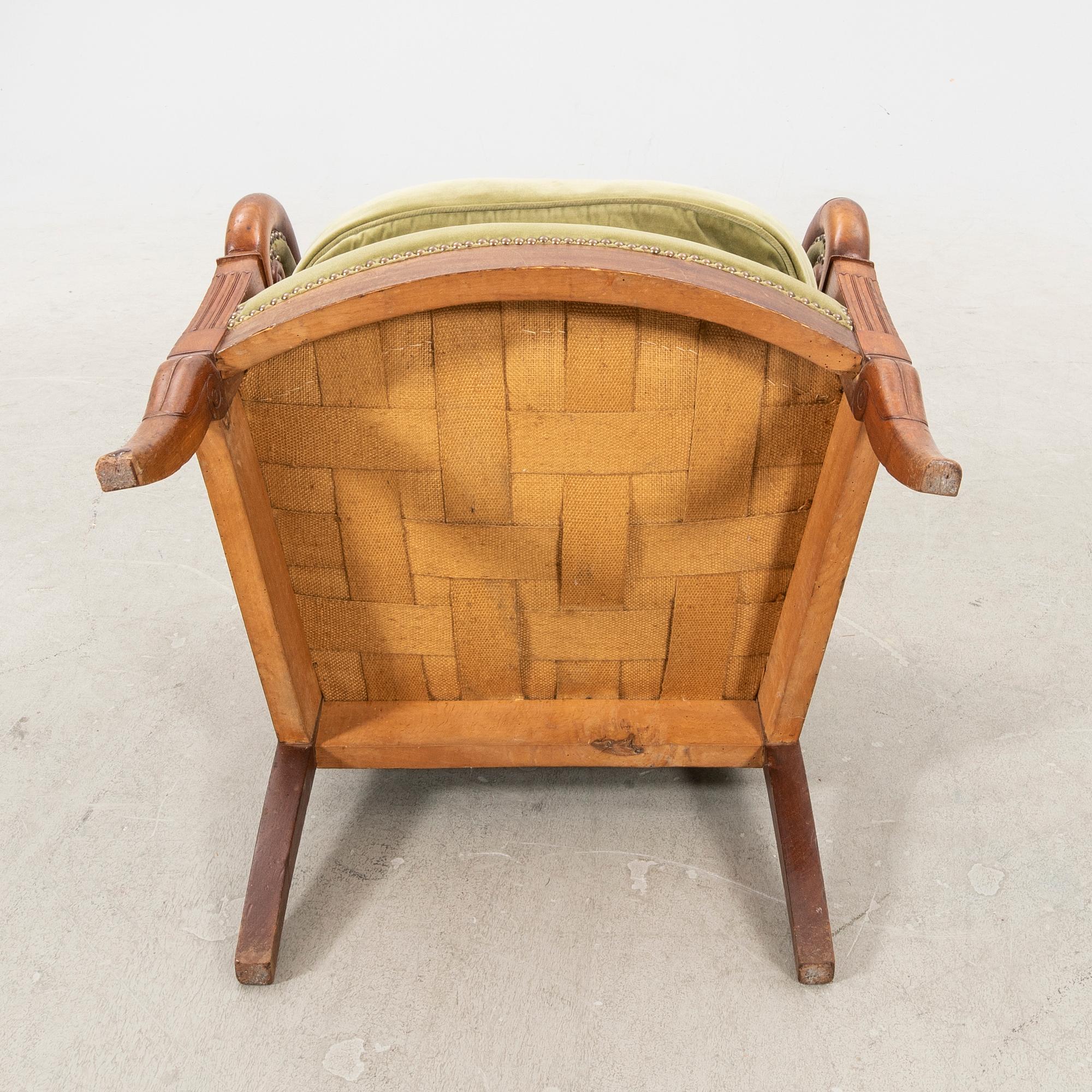 A mid 1800s mahogany bergere.