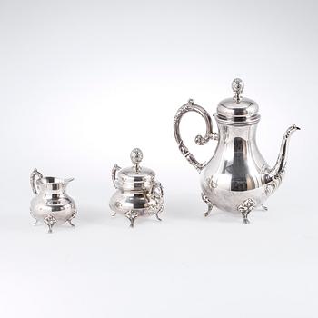 SERVIS, 3 delar, sterlingsilver, Tyskland, med svenska kontrollstämplar, 1900-tal. Vikt ca 1212 gram.