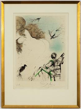 Salvador Dalí, coloured etching with drypoint, signed E.A.