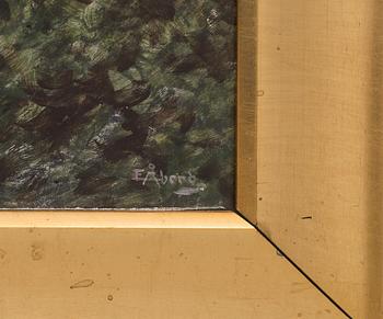 EMIL ÅBERG, oljemålning på pannå, signerad.