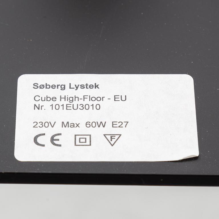 An acrylic and aluminum floor lamp, Søberg Lystek Denmark.