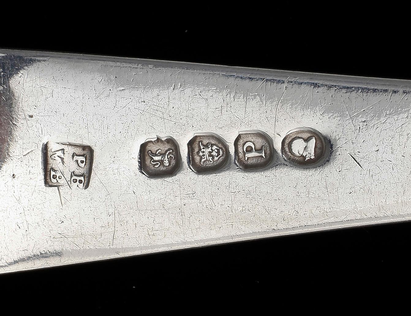 PARTI BESTICK, silver 14 st, bland annat J. Henrik Frodell, Stockholm, 1804. Vikt ca 565g.