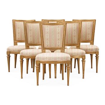 1212. Six Gustavian late 18th century chairs.