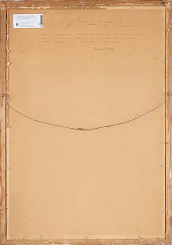 A Tibetan thangka portraying a seated Dalai Lama with disciples in a cloudy mountain landscape, 19th Century.