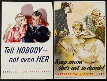 AFFISCHER, 2 st, bla "Femme fatale", England 1940-tal.
