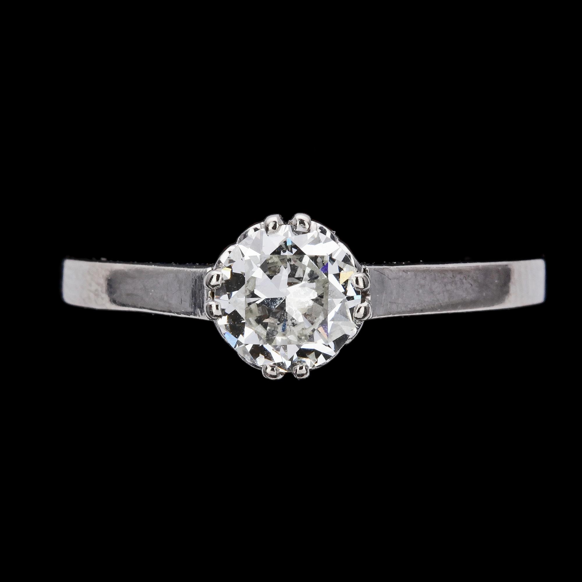 RING, brilliant cut diamond, older cut, app. 0.80cts.