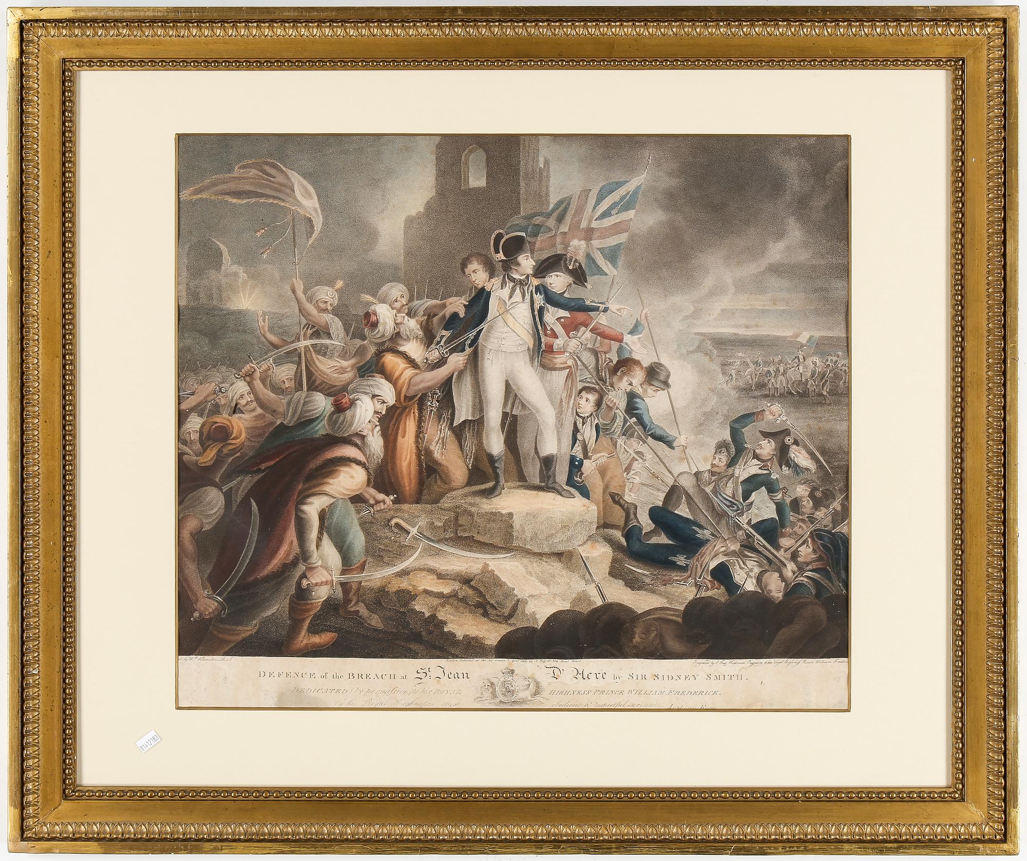 GRAVYRER, 2 st, bla efter Henry Singleton, 1800-talets första hälft.