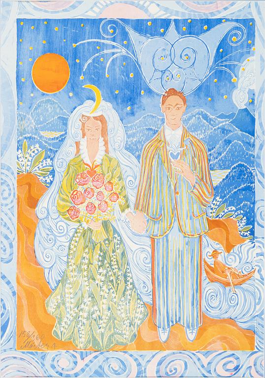 Mårten Andersson, färglitografi, 1990, triptyk, signerad 158/360.