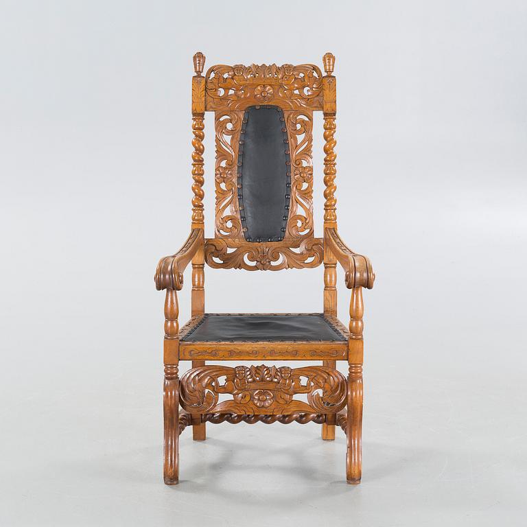 CARL CHRISTIAN CHRISTENSEN, a baroque style armchair, signed and dated 1909.