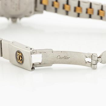Cartier, Santos, "Godron Bracelet", wristwatch, 23,5 x 23,5 (34,5) mm.