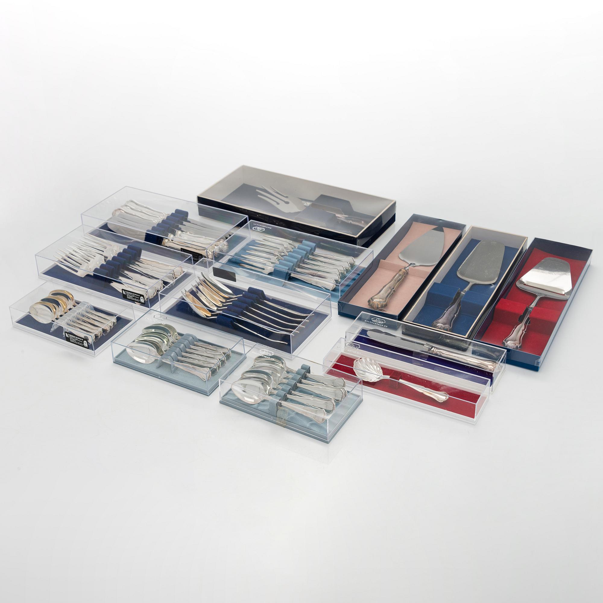 A 48-piece silver cutlery set, "Chippendale", finnish hallmarks.