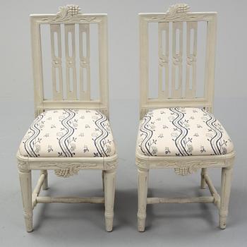 A set of six swedish gustavian chairs, ca 1800.