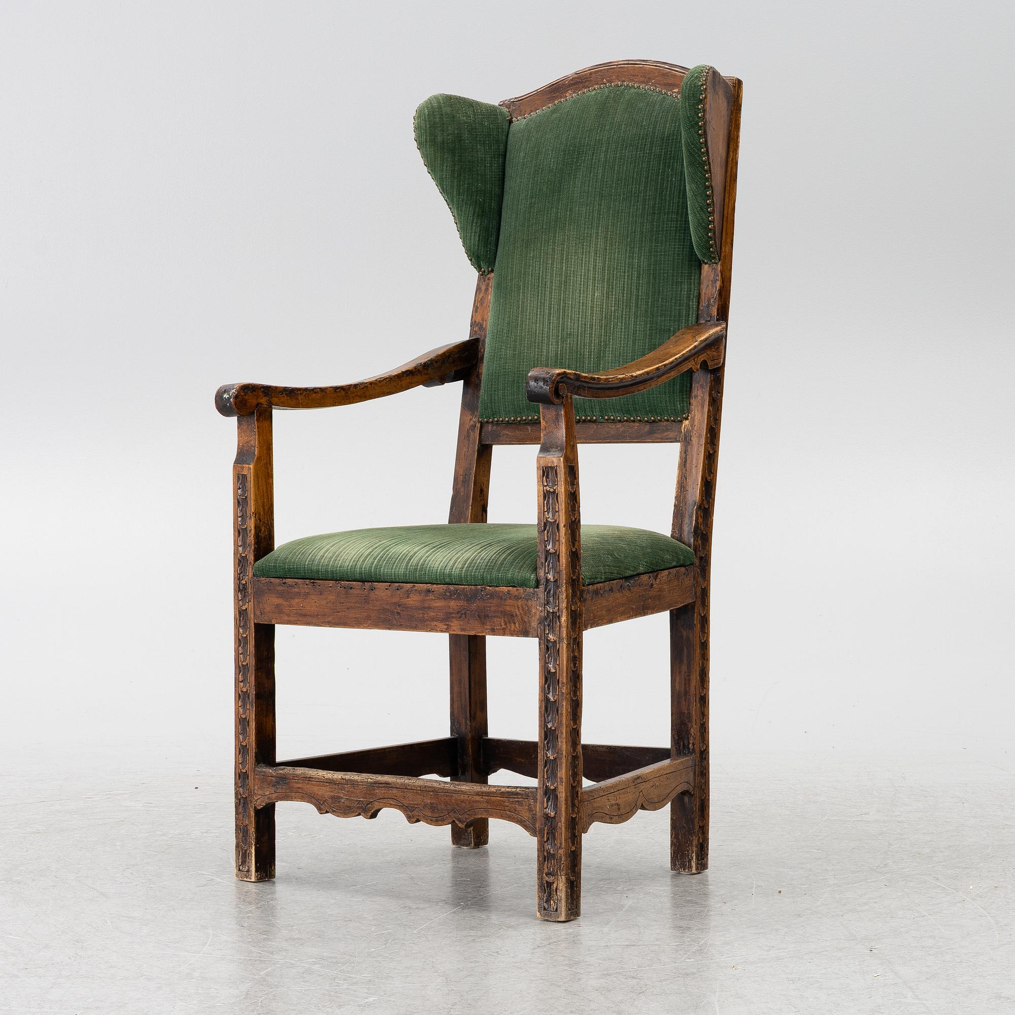 Wingback armchair, 18th century.