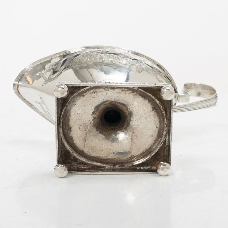 A Swedish late 18th century parcel-gilt silver creamer, mark of Johan Wilhelm Zimmerman, Stockholm 1798.