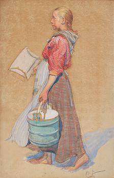 428. Carl Larsson, "Flickan med ämbar" (The girl with a bucket).