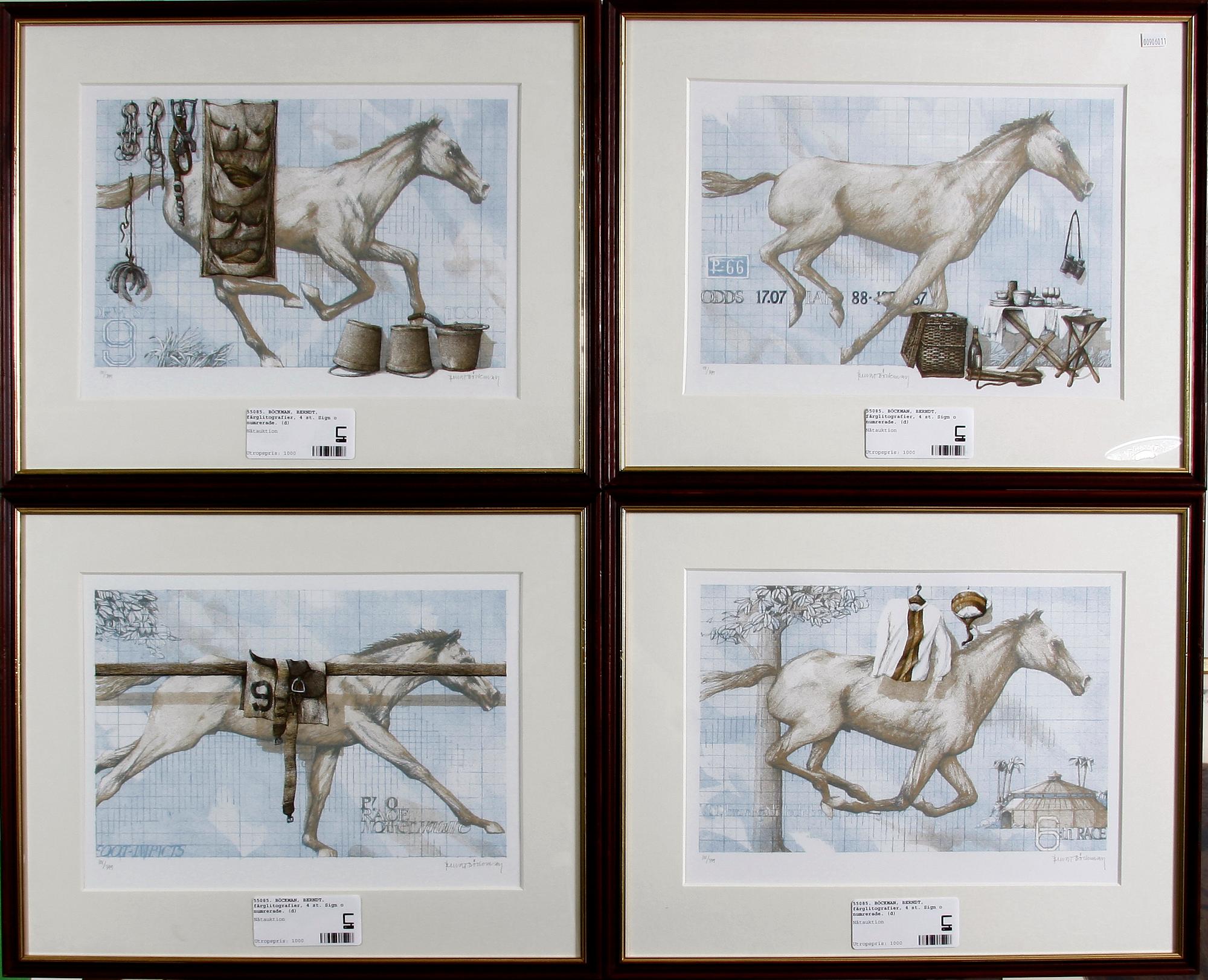 BÖCKMAN, BERNDT, färglitografier, 4 st. Sign o numrerade.