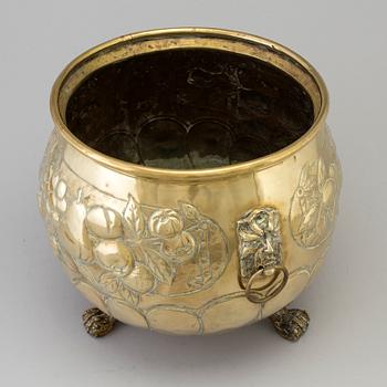 A 18th century brass flower pot.