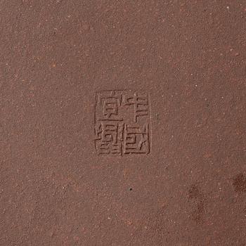 A Chinese polychrome yixing teapot, 1980s.