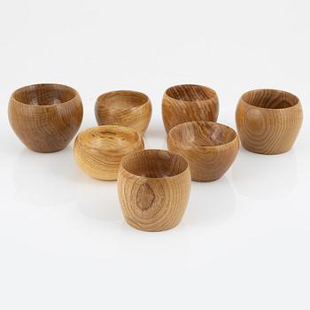 Magnus Ek, a set of seven oak wood bowls for Oaxen Krog, 2019-2020.