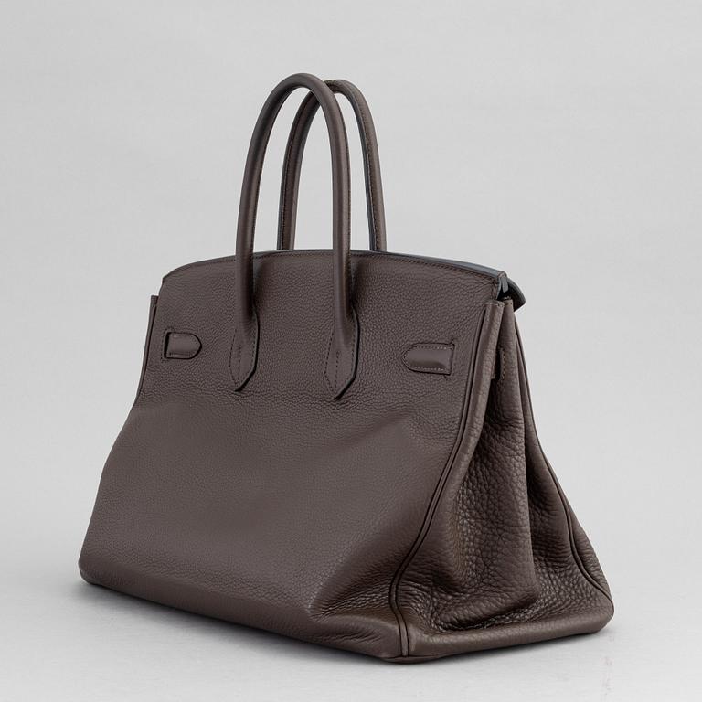 Hermès, a chocolate brown Togo leather 'Birkin 35' handbag, 2008.