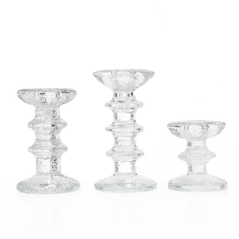 Timo Sarpaneva, a set of seven 'Festivo' glass candlesticks, Iittala.