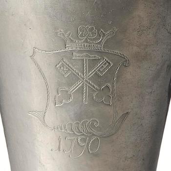A 'skråbägare'  guild beaker for the guild of smiths, by C. G. Malmborg, Stockholm 1786.
