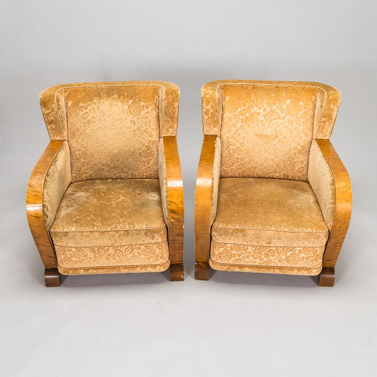 A pair of 1930's armchairs.