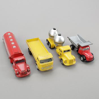 LEKSAKSBILAR, 4 stycken, metall, Tekno, Danmark.