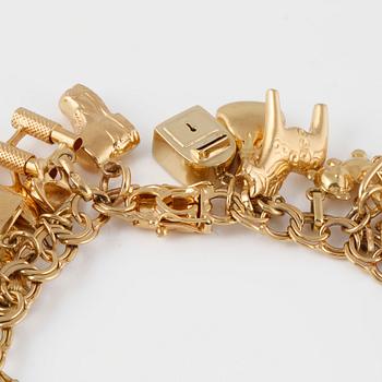 BERLOCKARMBAND, 18K guld, Sture Viberg, Aveta, 1963. Vikt 57,0 gram.