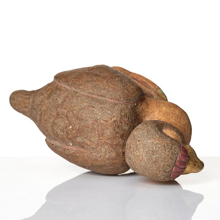 Tyra Lundgren, a stoneware sculpture of a bord, her own workshop, Sweden 1959.